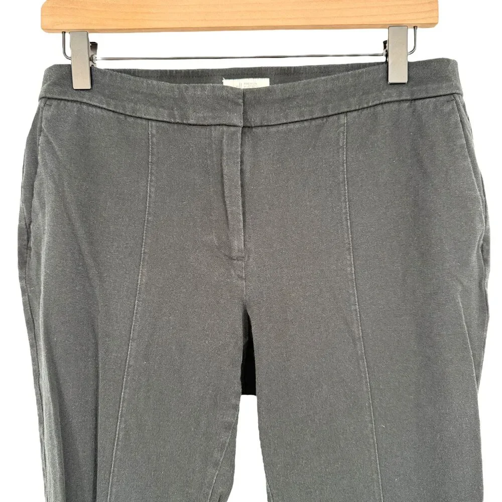 J. Jill Bi-Stretch Pants 10P Faded Black Straight Ankle Career Cotton Zip Pocket